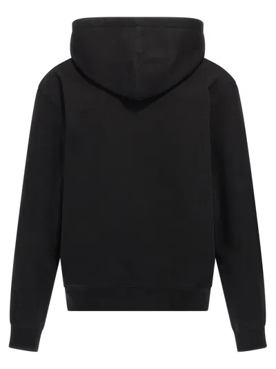Jil Sander Relaxed Fit Black Cotton Hoodie With Logo Print In Black