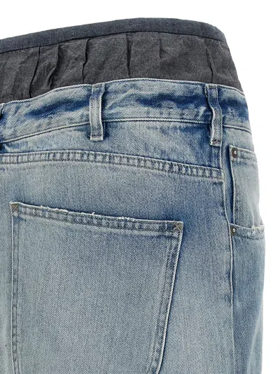 Maison Margiela Light Blue Long Skirt With Front Slit And Five Pocket Design In Denim Woman In Multicolor