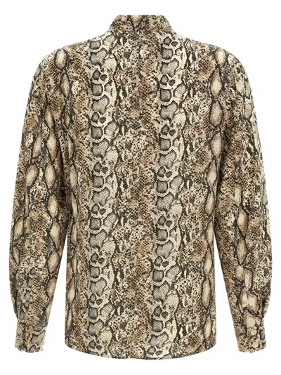Isabel Marant Ilda Snakeskin Print Stretch Silk Button-up Shirt Shirt In Multicolor
