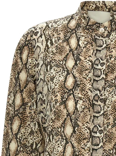 Isabel Marant Ilda Snakeskin Print Stretch Silk Button-up Shirt Shirt In Multicolor