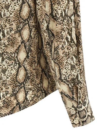 Isabel Marant Ilda Snakeskin Print Stretch Silk Button-up Shirt Shirt In Multicolor