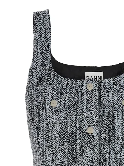 Ganni Women Tweed Dress In Blue