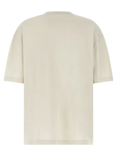 Maison Margiela Cream Cotton T-shirt With Embossed Logo In Beige