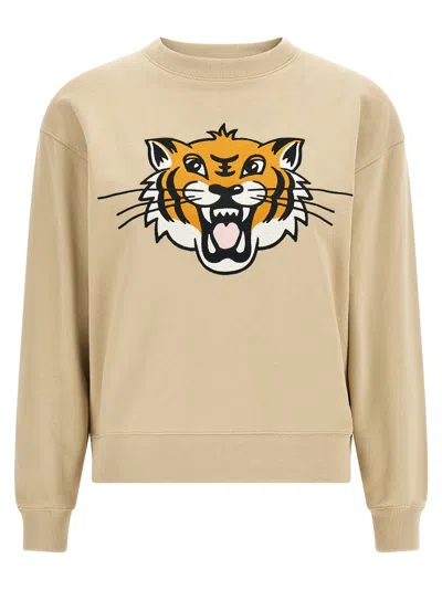 Kenzo 'happy Tiger' Crew Neck Sweatshirt In Beige