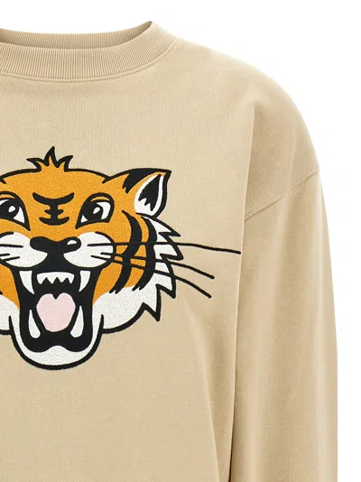 Kenzo 'happy Tiger' Crew Neck Sweatshirt In Beige