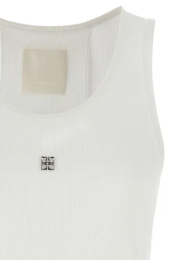 Givenchy Women's White Logo-plaque Cropped Ribbed Cotton-jersey Tank Top In White