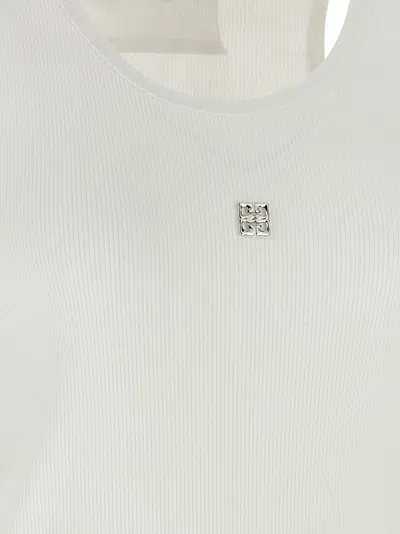 Givenchy Women's White Logo-plaque Cropped Ribbed Cotton-jersey Tank Top In White