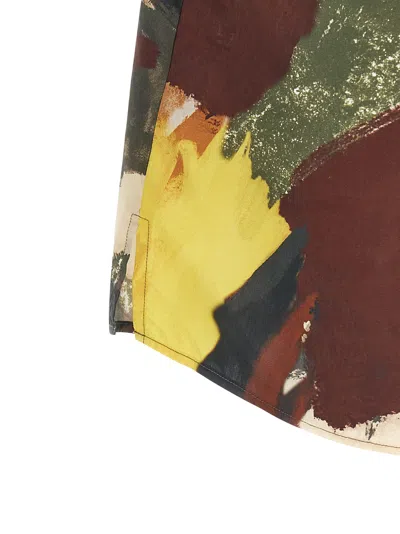 Jw Anderson J. W. Anderson Wide V-neck Short Sleeve Shirt With Abstract Print In Multicolor