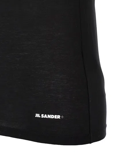 Jil Sander Black Crewneck Sleeveless Top In Cotton In Black