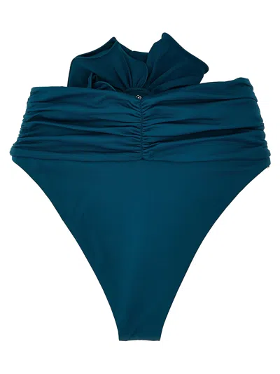 Magda Butrym High Waist Ruffled Bikini Bottoms In Blue