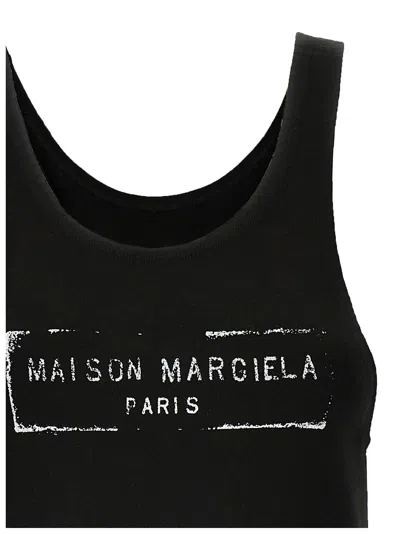 Maison Margiela Logo Stamp Tank Top In Black