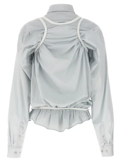 Maison Margiela Layered Shirt With Chest Pocket And Peplum Hem In Light Blue