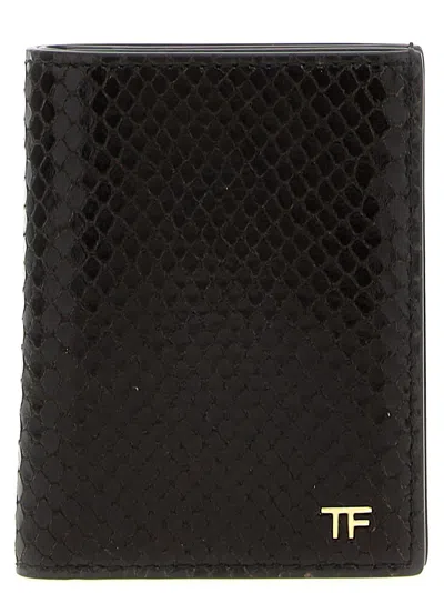 Tom Ford Snake Print Card Holder Wallets, Card Holders Brown In Brown
