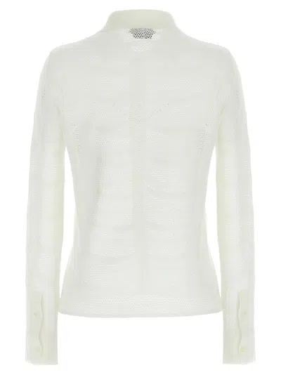Tom Ford Openwork Silk-cotton Cardigan With Button Closure In White