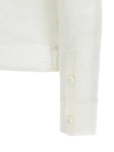 Tom Ford Openwork Silk-cotton Cardigan With Button Closure In White