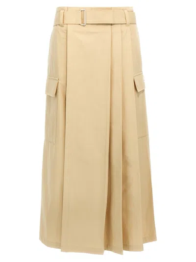 Kenzo Utility Skirt With Belted Waist And Cargo Pockets In Beige