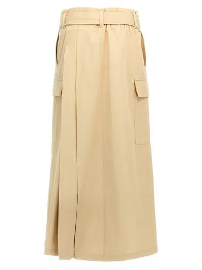 Kenzo Utility Skirt With Belted Waist And Cargo Pockets In Beige