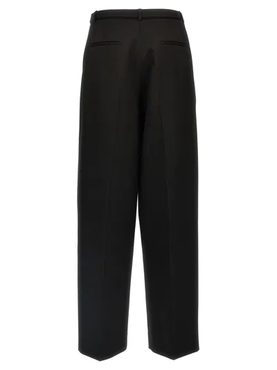 Jil Sander Belted Wool Wide-leg Trousers In Black