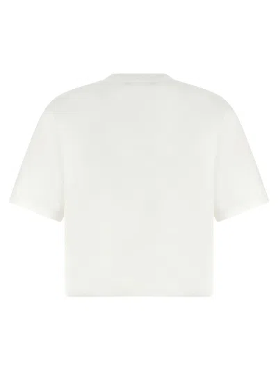 Versace Pale Pink Cotton Cropped Logo T-shirt In White