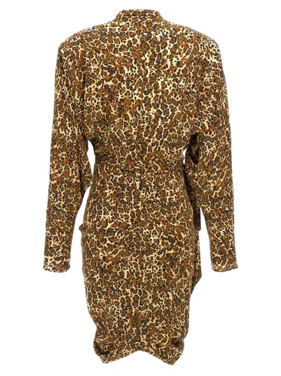 Isabel Marant Cleora Asymmetric Belted Leopard-print Stretch-silk Dress In Multicolor