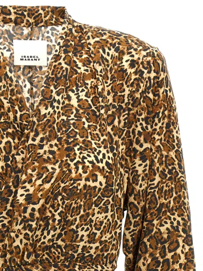 Isabel Marant Cleora Asymmetric Belted Leopard-print Stretch-silk Dress In Multicolor