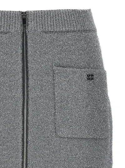 Ganni Sparkle Wool Mini Skirt With Elastic Waistband In Silver
