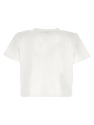 Magda Butrym Cropped Cotton T-shirt With Unique Front Embroidery In White