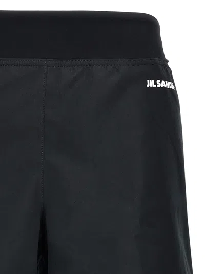 Jil Sander Knee-length Elastic Waistband Lightweight Shorts In Black