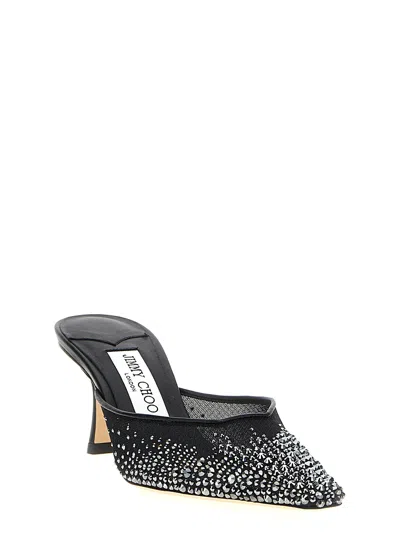 Jimmy Choo Vivi 65 Mesh Embellished Mules In Black