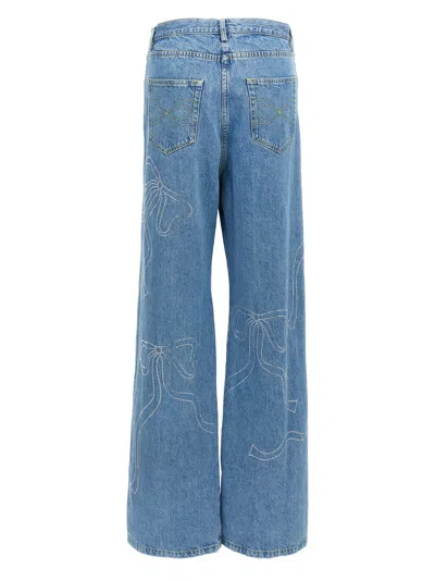 Mach&mach Crystal Ribbon Hot Fix Jeans In Light Blue