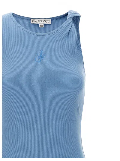Jw Anderson J.w.anderson Logo Ribbed Dress In Light Blue