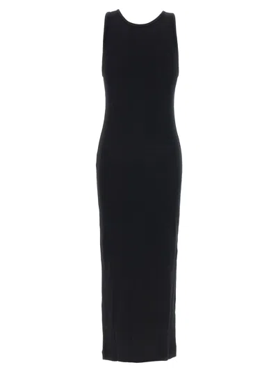 Maison Kitsuné Black Baby Fox Ribbed Tank Midi Dress In Black