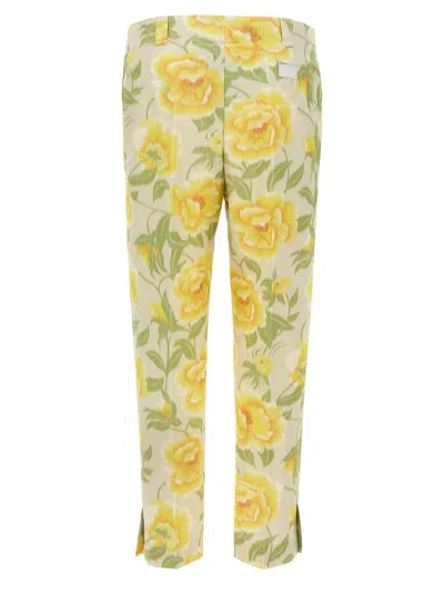 Kenzo Floral Pattern Cropped Length Pants In Multicolor