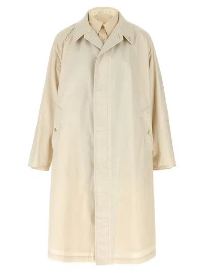 Maison Margiela Cotton Trench Coat With Point Collar And Side Pockets In Multi