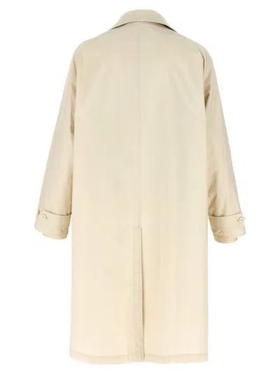 Maison Margiela Cotton Trench Coat With Point Collar And Side Pockets In Multi