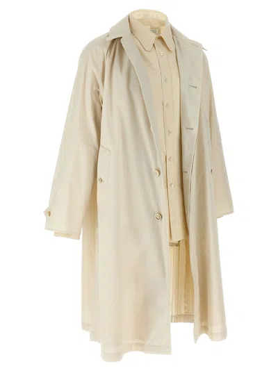 Maison Margiela Cotton Trench Coat With Point Collar And Side Pockets In Multi