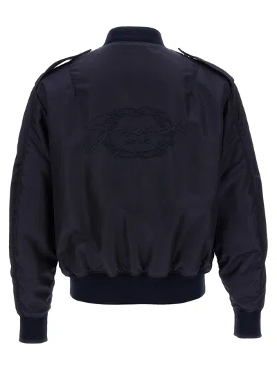 Givenchy Bomber Jacket With Epaulettes And Pockets In Blue