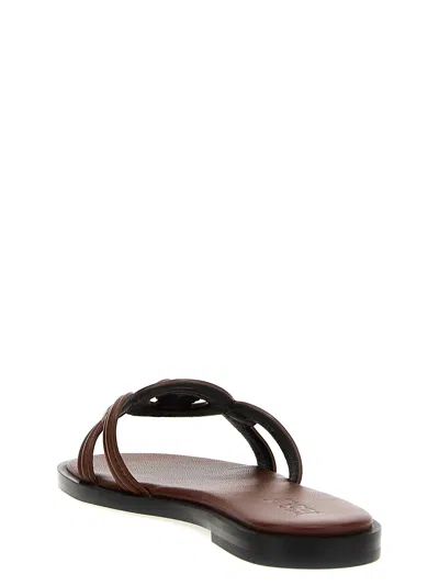 Versace Medusa Sandals In Brown