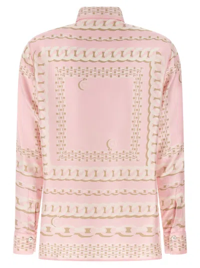 Versace Foulard Print Silk Twill Shirt In Pink