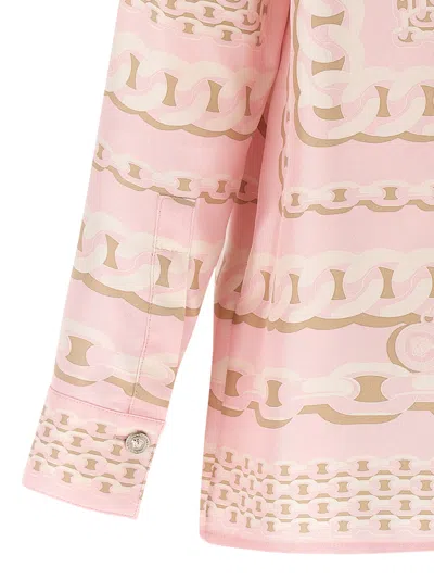 Versace Foulard Print Silk Twill Shirt In Pink