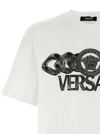 Versace 'medusa' Logo Graphic Print Crew Neck T-shirt In White