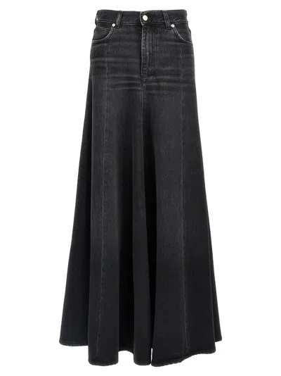 Haikure Black Denim Serenity Long Skirt In Black