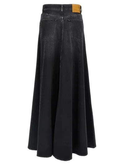Haikure Black Denim Serenity Long Skirt In Black