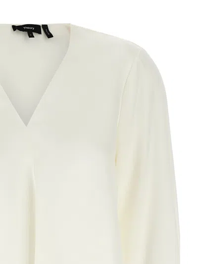 Theory Silk Georgette Blouse In White