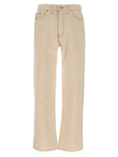 Rhude Retro Denim Trousers With Belt Loop Details In Beige