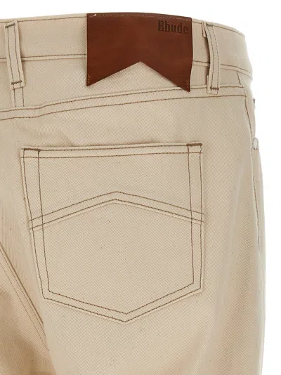 Rhude Retro Denim Trousers With Belt Loop Details In Beige