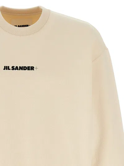 Jil Sander Logo Print Crewneck Sweatshirt In Beige