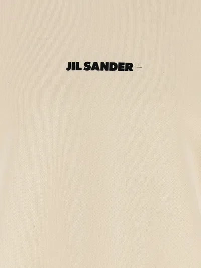 Jil Sander Logo Print Crewneck Sweatshirt In Beige