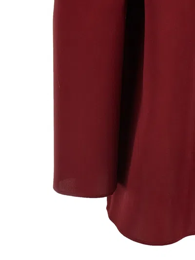 Magda Butrym Satin Blouse W/ Rose Detail In Bordeaux