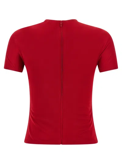 Versace Safety Pin Gathered Viscose Top In Red